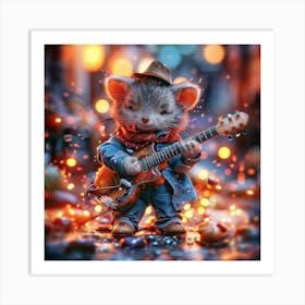 Mouse Plays Guitar Art Print