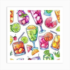 Seamless Pattern With Drinks 1 Art Print