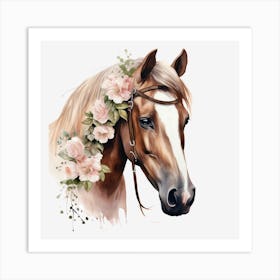 Horse With Flowers 1 Art Print