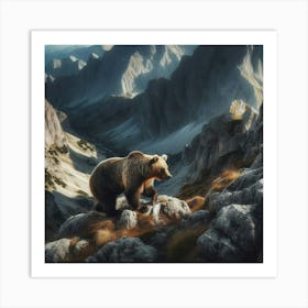 Grizzly Bear In The Mountains Art Print