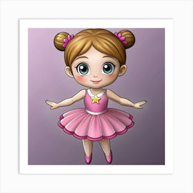 Kawaii style ballerina 1 Art Print