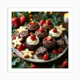 Flux Dev A Vibrant And Inviting Christmas Dessert Arrangement 1 Art Print