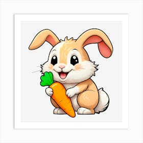 Bunny With Carrot Art Print