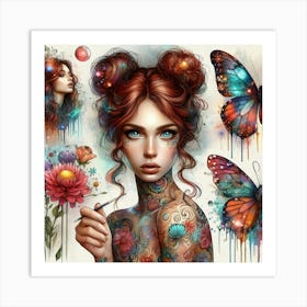 Butterfly Girl 2 Art Print