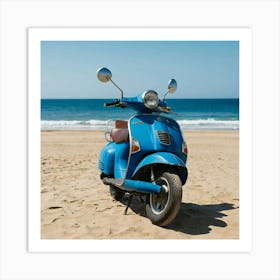 Vespa On The Beach Art Print