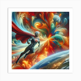Superman Flying In Space 1 Art Print