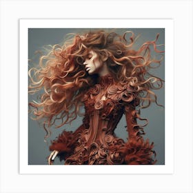 Woman With Long Red Hair Art Print