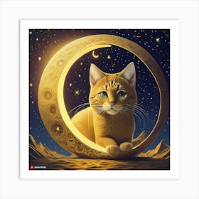Firefly Cat In The Moon 32469 Art Print