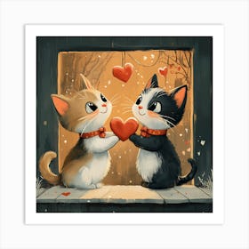 Charming Cats Exchange Heart 3 Art Print