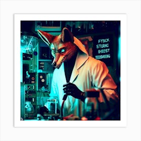 Fox In The Lab 1 Art Print