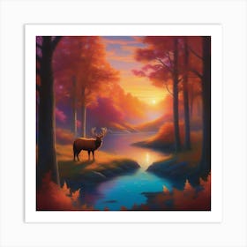 Deer In The Forest 6 Art Print