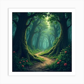 A Legendary Giant’S Footprint In A Mystical, Overgrown Jungle 1 Art Print