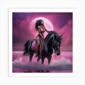 Woman Riding A Horse Art Print