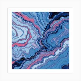 Blue And Pink Marble Art Print