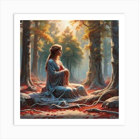 Woman In The Forest 5 Art Print