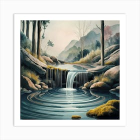 Waterfall In The Forest Art Print