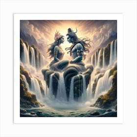 Lord Shiva And lord Parvati Art Print