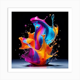 Fresh Colors Liquid 3d Design Spark Hot Palette Shapes Dynamism Vibrant Flowing Molten (10) Art Print