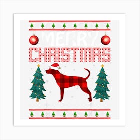 Merry Christmas Bluetick Coonhound Dog Santa Hat Xmas Art Print