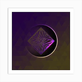 Geometric Neon Glyph on Jewel Tone Triangle Pattern 168 Art Print