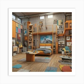 Industrial Loft Bedroom Art Print