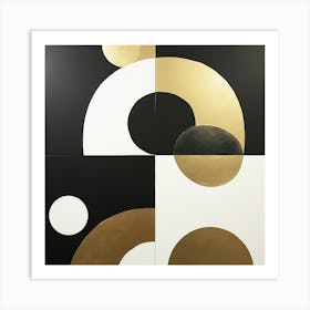 Black And Gold Circles Art Print