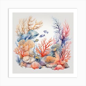 Sea Corals and fish 3 Art Print