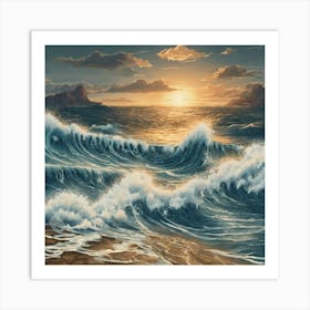 Sunset Over The Ocean Art Print