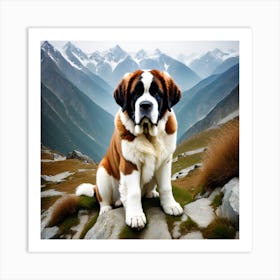 St Bernard Dog 60 Art Print