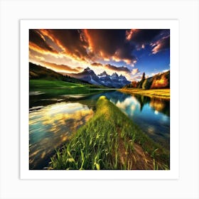 Sunset Over A Lake 3 Art Print