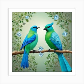 1000013962 two bird and diamonds Art Print