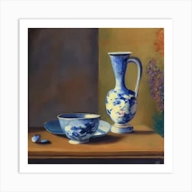 Pottery Blue Details Art Print