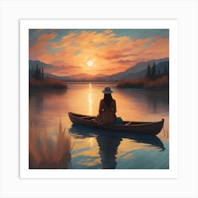 Sunset Canoe Art Print