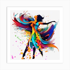 Colorful Dancer abstract midcentury boho art Art Print