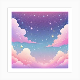 Sky With Twinkling Stars In Pastel Colors Square Composition 138 Art Print