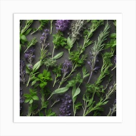 Top View Of Herbs Art Print