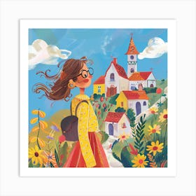 Girl In The Village Art Print