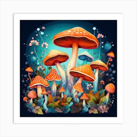 Mushrooms In The Forest 29 Art Print