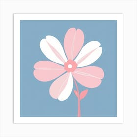 A White And Pink Flower In Minimalist Style Square Composition 218 Art Print