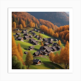 Village In Autumn Mountains (14) Art Print