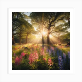 Sunrise In The Forest Art Print