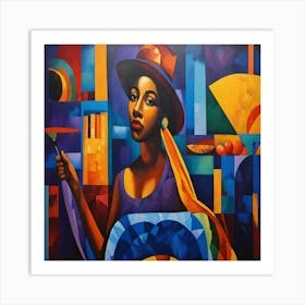 African Woman In Hat Art Print