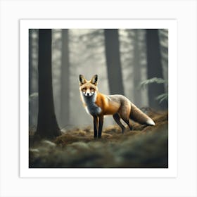 Red Fox In The Forest 22 Art Print