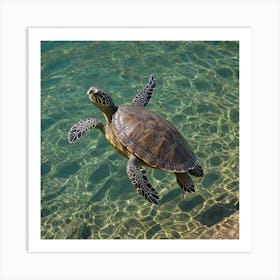 Turtle Swimming Art Print