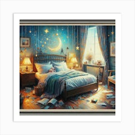 Moon And Stars Art Print