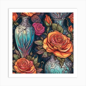 Roses In Vases Art Print