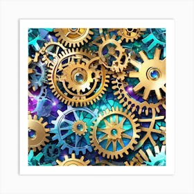 Seamless Background With Gears Art Print