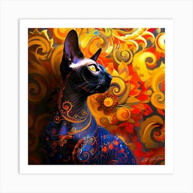 Kitty Set Gold - Sphynx Cat Art Print