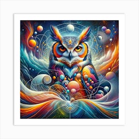 Owl In Space Art Print