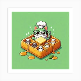 Cat In A Waffle Art Print